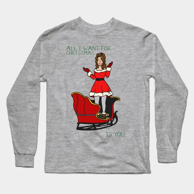 Mariah Carey - All I want for Christmas is you Long Sleeve T-Shirt by JennyGreneIllustration